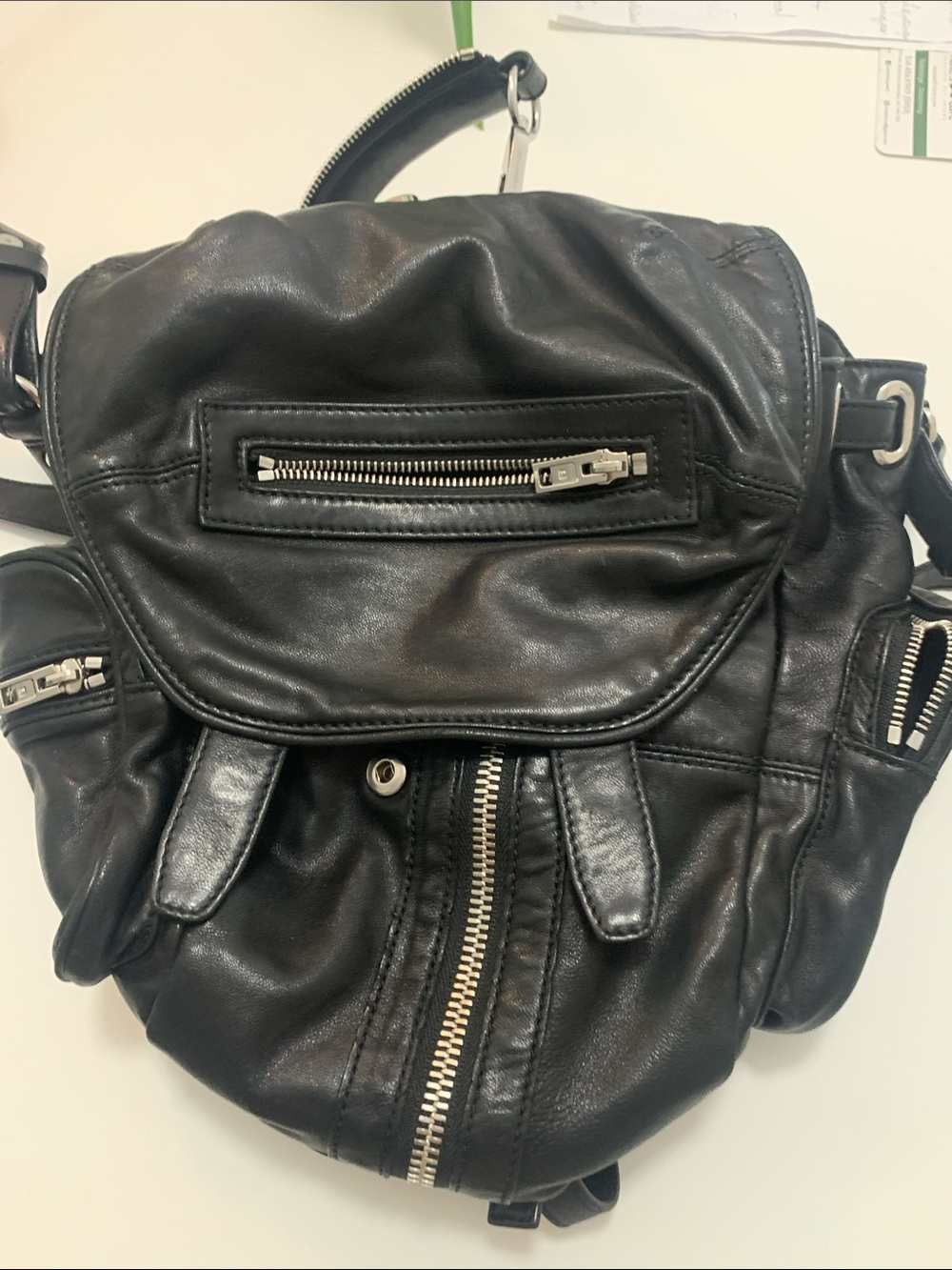 Black Leather Backpack Alexander Wang with Silver Hardware
